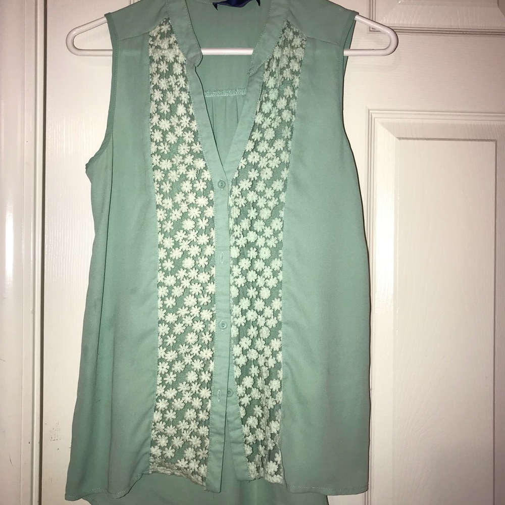 Blue sleeveless shirt